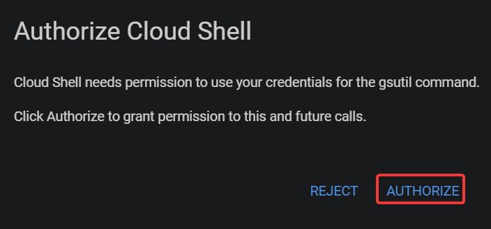 Authorizing the Cloud Shell 