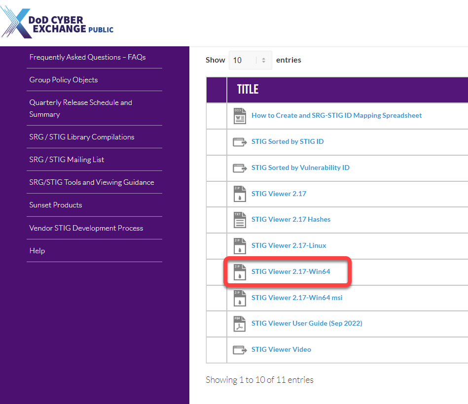 Downloading the STIG Viewer