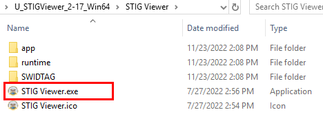 Launching the STIG Viewer tool 