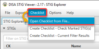 Opening a checklist file