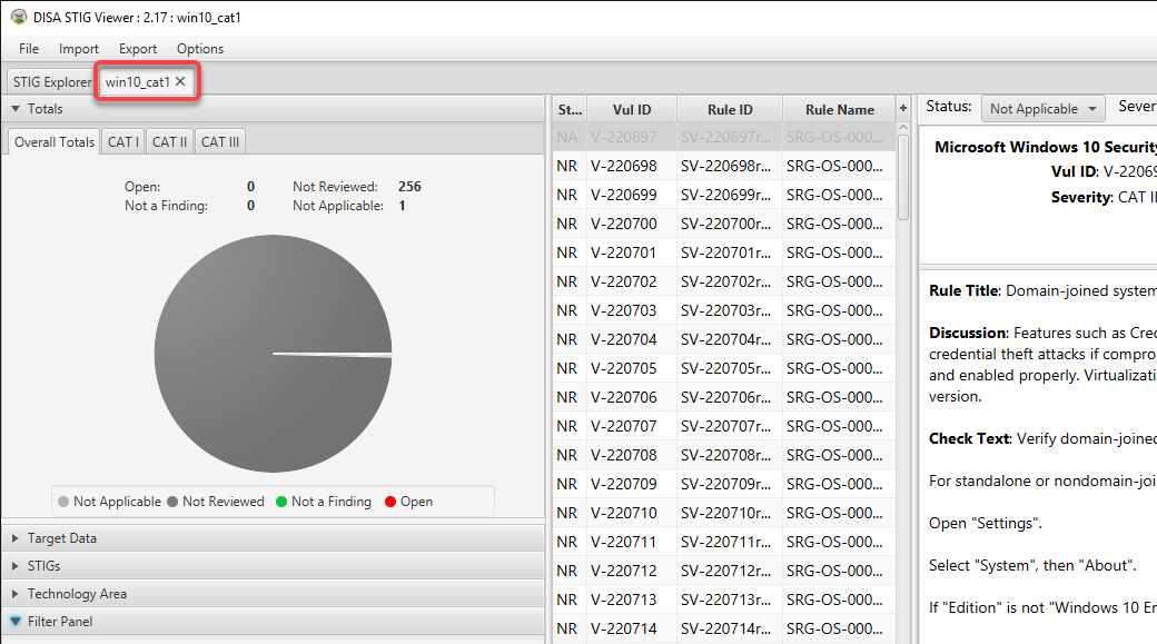 Viewing the loaded checklist file