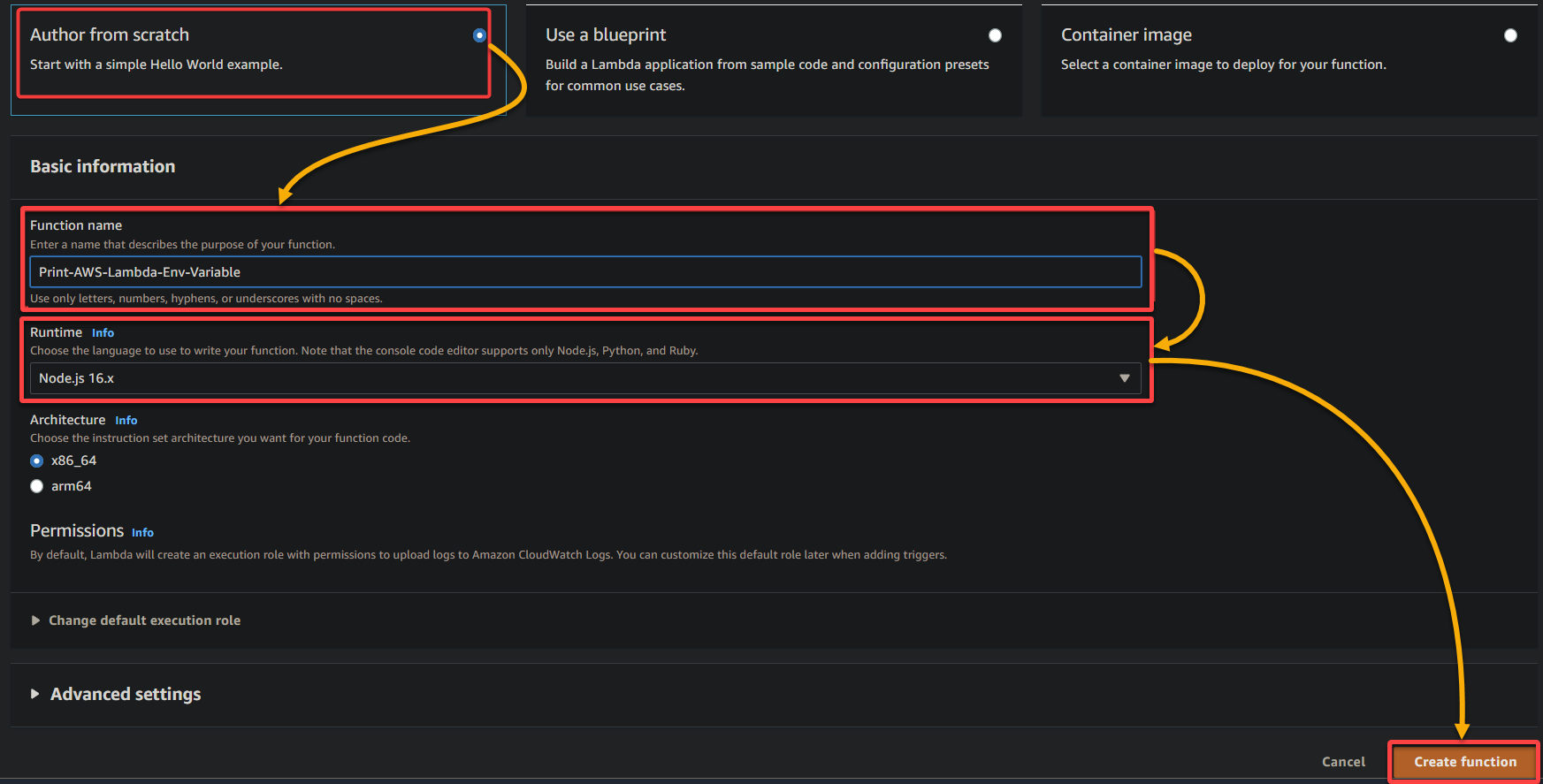 Configuring an AWS Lambda Function