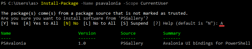 Installing the PSAvalonia package