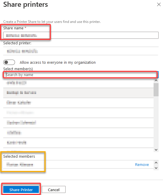 Setting the sharing parameter