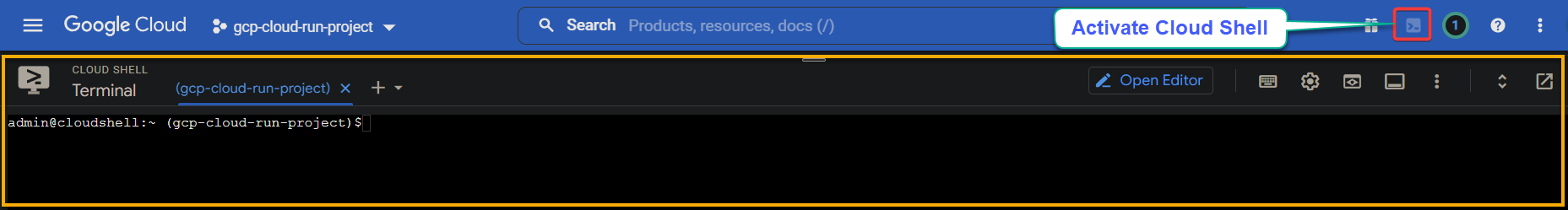 Activating Google Cloud Shell