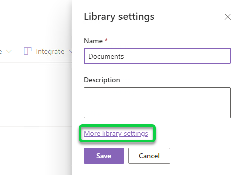 Accessing more library settings