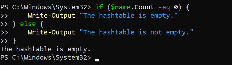 Checking if the hashtable is empty or not