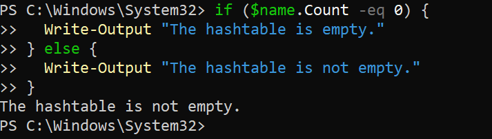 Checking if the hashtable is empty or not