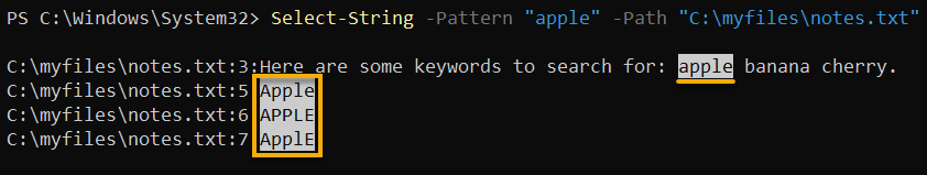 Searching for a string in a text file 