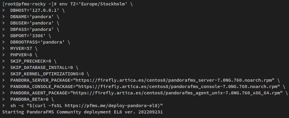 Installing Pandora FMS via the installer script