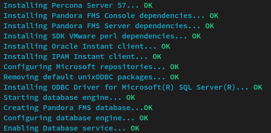 Installing Pandora FMS packages and starting services 