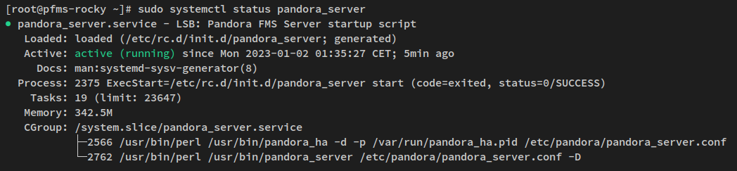 Checking the pandora_server status
