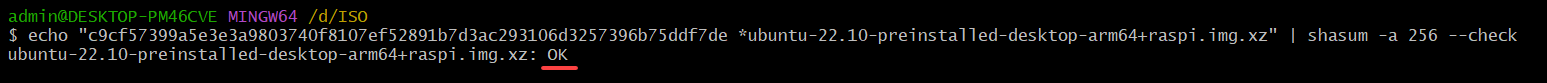 Verifying the integrity of the Ubuntu image file