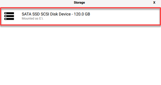 Choosing the storage to write the Ubuntu image