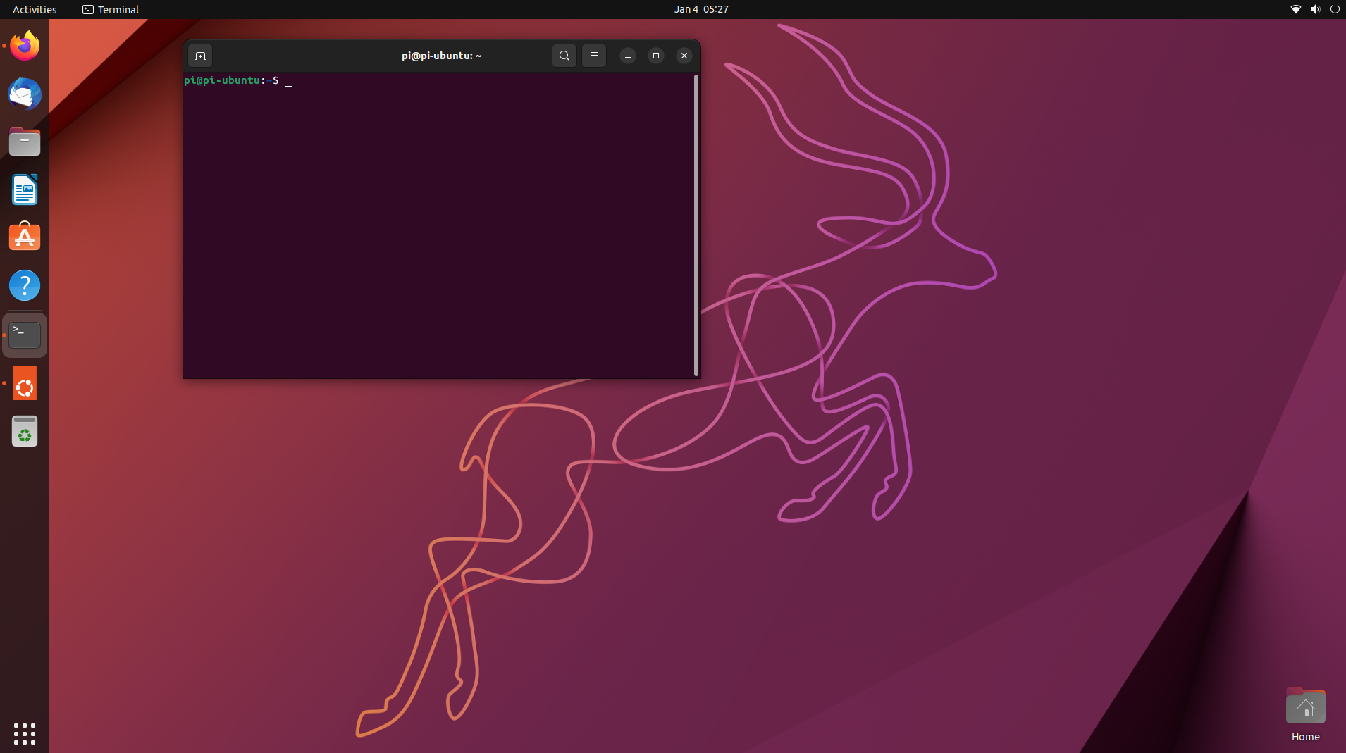 Viewing the newly-installed Ubuntu desktop