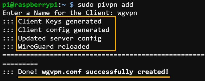 Configuring a WireGuard client profile
