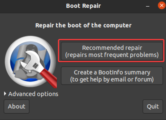 Fixing startup issues with the recommended repair option 