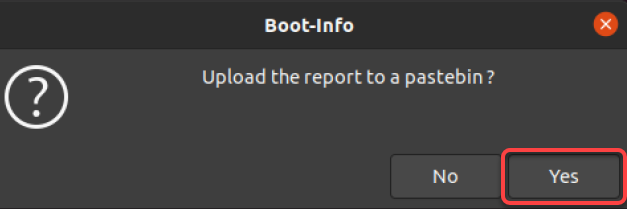Choosing to upload the report to Ubuntu Pastebin