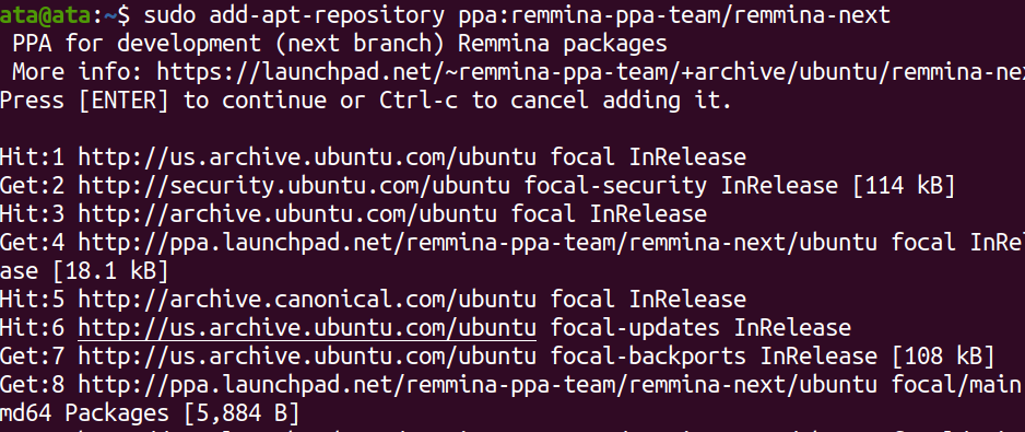 Adding Remmina’s PPA repositories