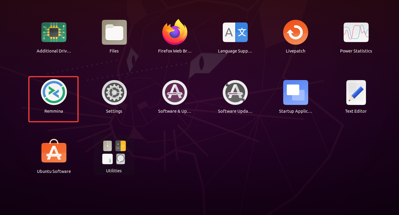 Launching Remmina from the Ubuntu applications menu 