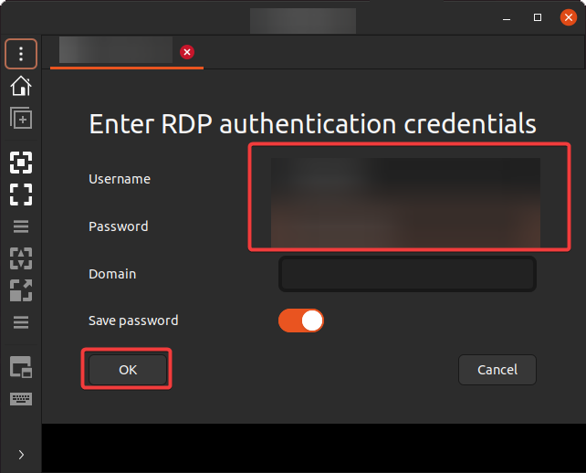 Providing the remote machine’s username and password 