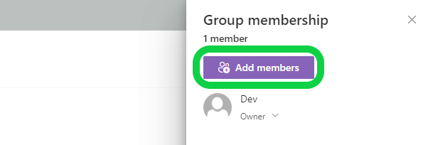 Initiating adding members to the default permissions group