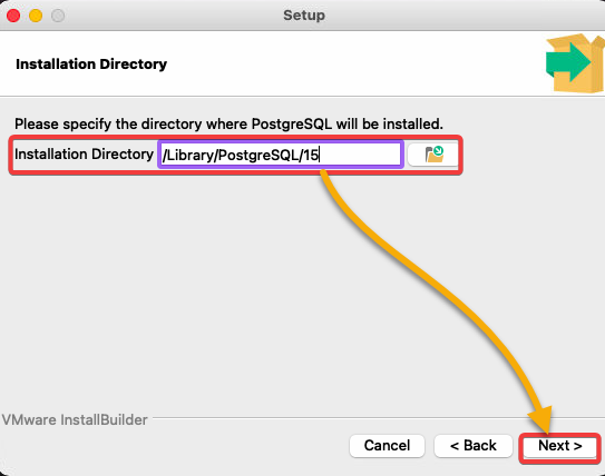 Selecting an installation directory