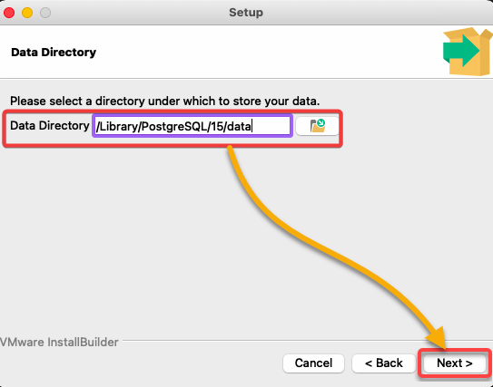 Selecting the data directory