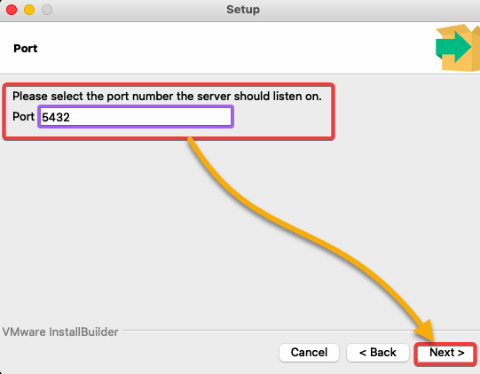 Selecting a port for the PostgreSQL server