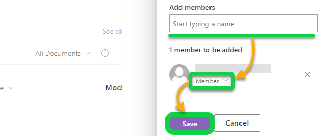 Adding a member to the default permissions group