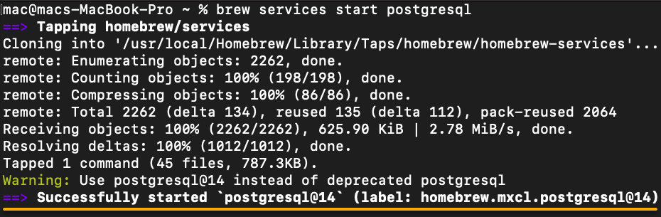 Starting the PostgreSQL server 