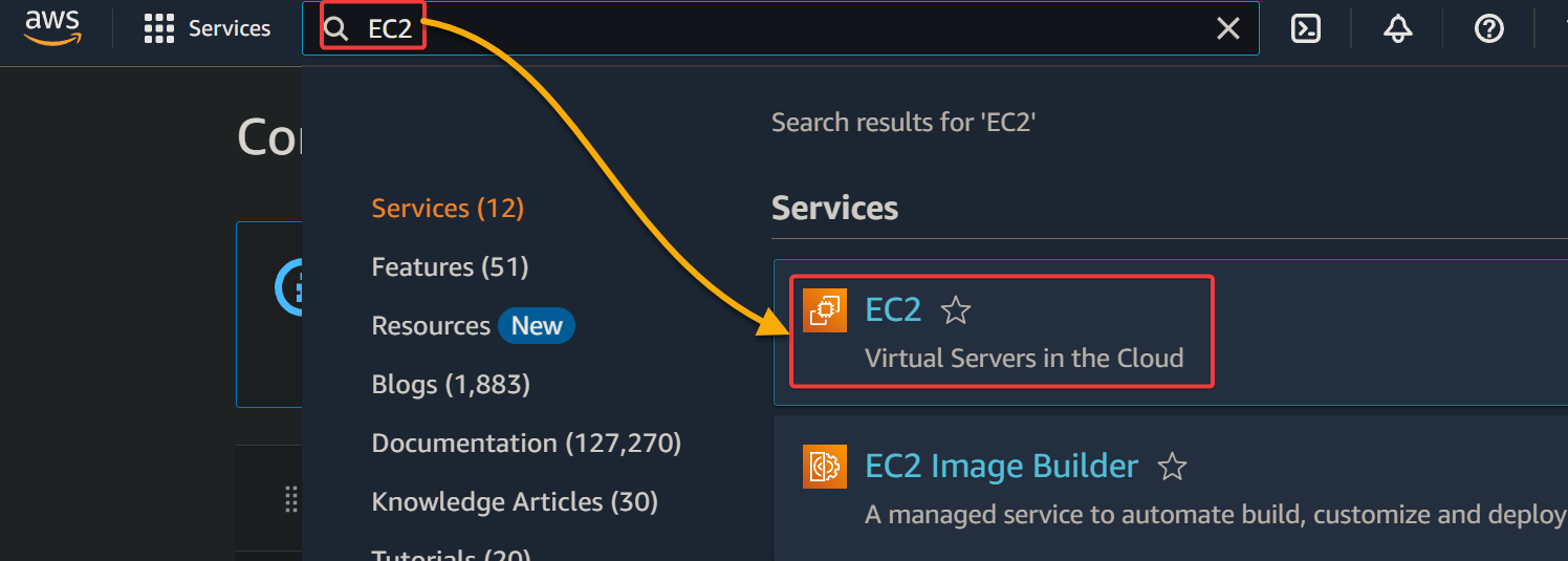 Accessing the EC2 console