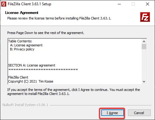 Agreeing to the license agreement