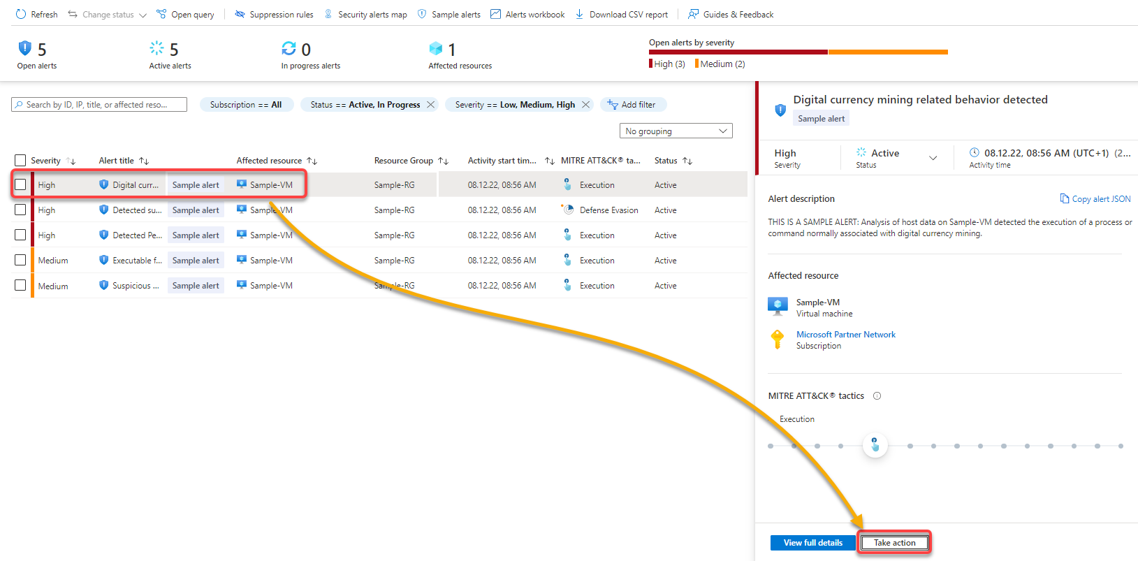 Examining the response options to a security alert