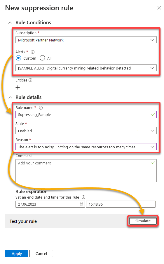 Defining and testing the new suppression rule 