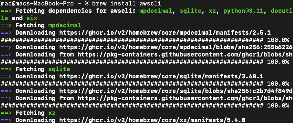 Installing the AWS CLI via Homebrew 