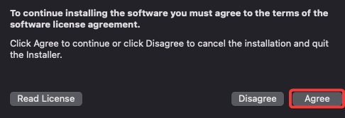 Accepting the software license agreement