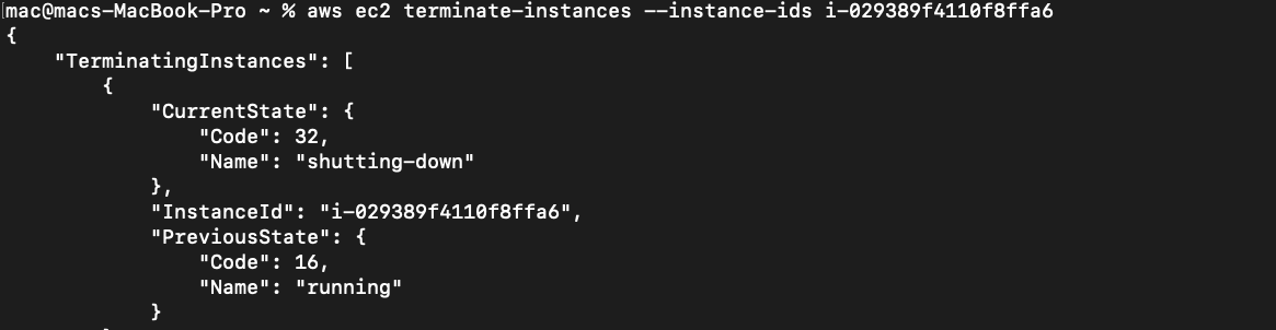 Terminating an EC2 instance