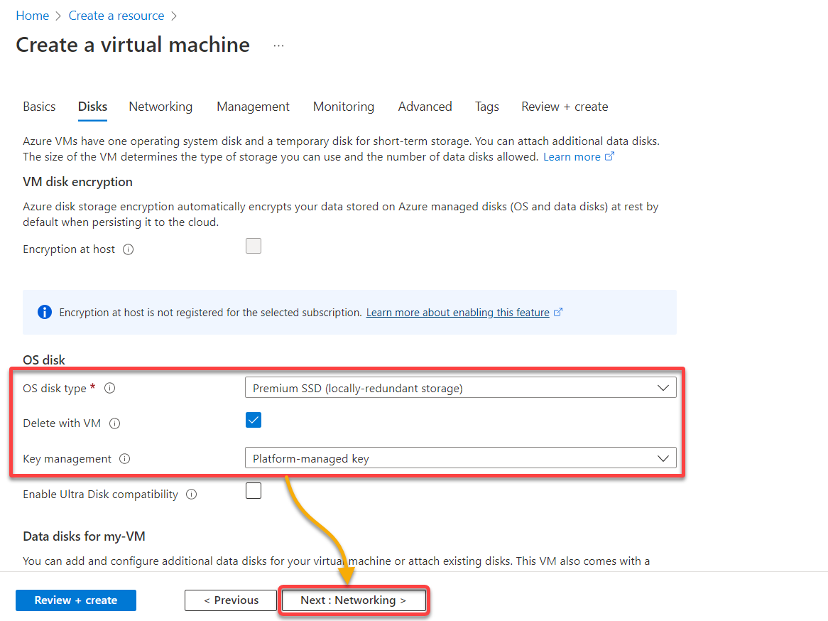 Specifying all the disk details for the instance