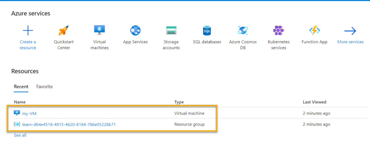 Verifying the newly-created VM and resource group