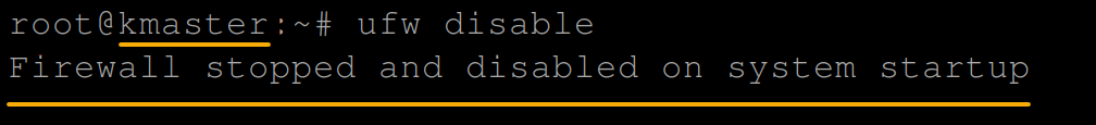 Disabling the UFW firewall on the master node