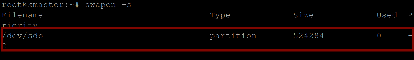 Verifying if swap is running on the master node