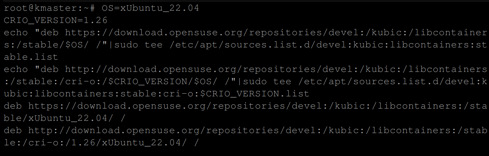 Adding the CRI-O repository from openSUSE