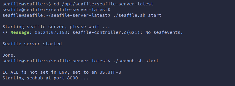 Starting the Seafile server