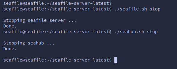 Stopping the Seafile server