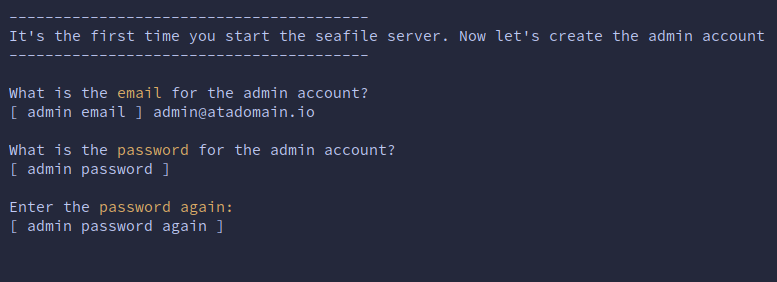 
Creating the admin account