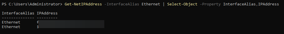 Finding the IP address assigned to an interface (Ethernet)