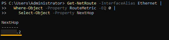 Finding the gateway address assigned to an interface