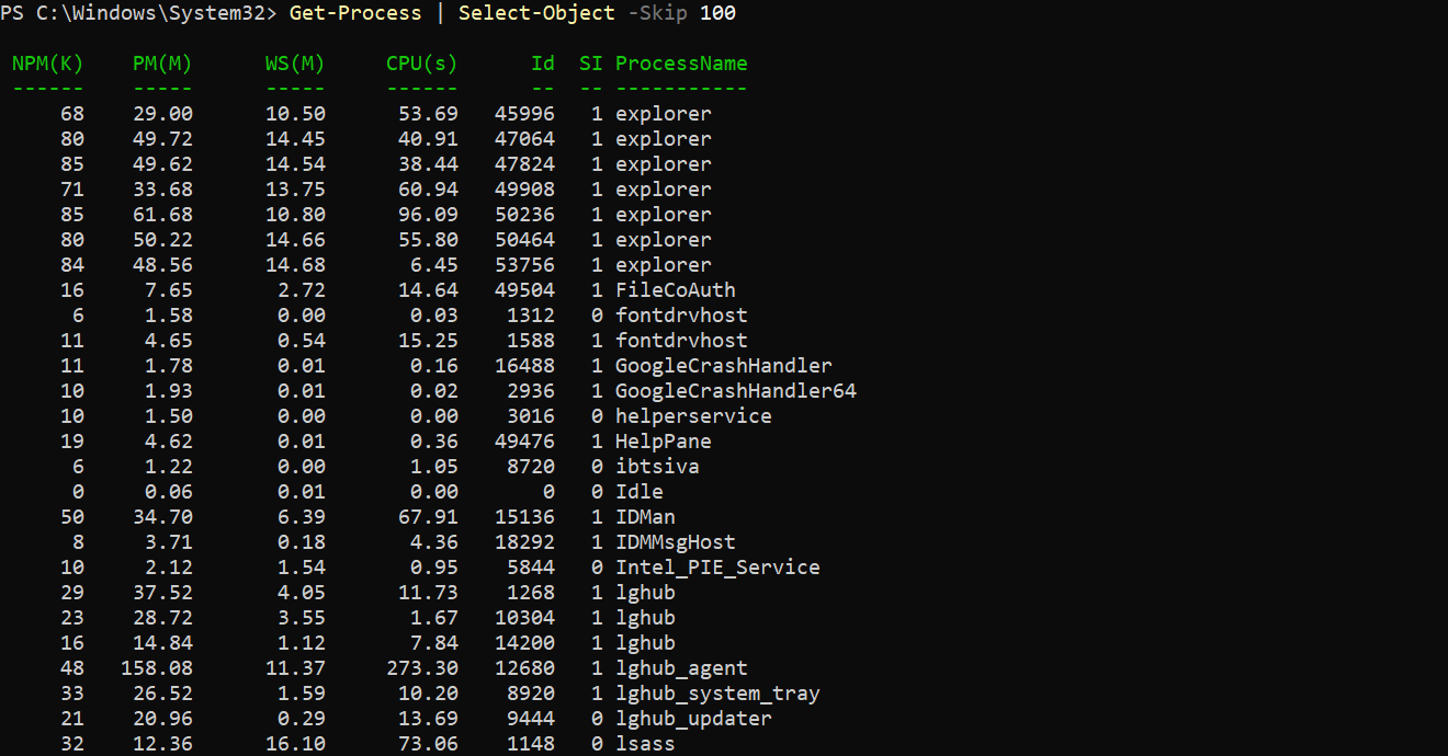 Skipping the first 100 objects