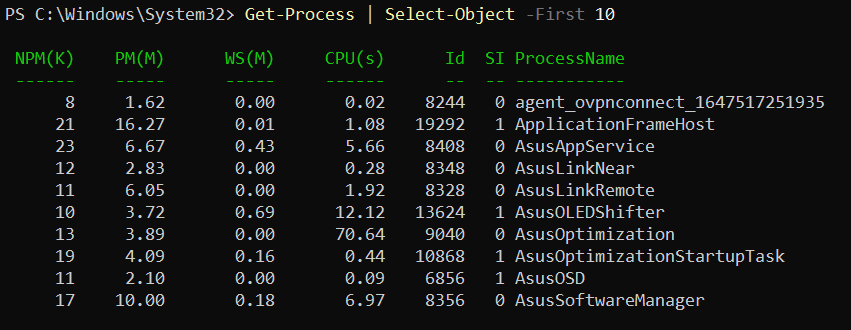 Selecting the first 10 objects returned